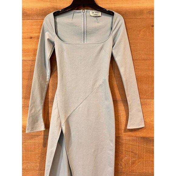 THE ATTICO Lawrence Side-slit Jersey Maxi Dress gown In Baby Blue Size 36 - Picture 6 of 11